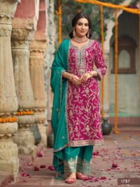 Delisa Women's Ready To Wear Plus Size Chinon With Heavy Embroidery Work Pakistani Fancy Salwar Kameez For Women-1787