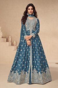 Delisa Fashion New Designer Floor Lenght Chinon Silk With Embroiderd Traditional Anarkali Gown With Dupatta For Women-10136